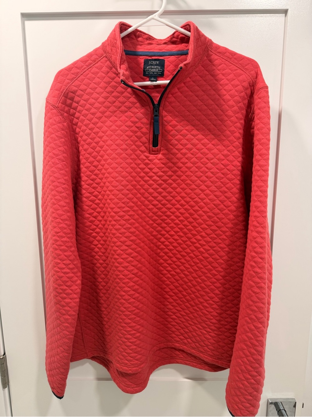 J. Crew Coral Quilted Half-Zip Pullover Men